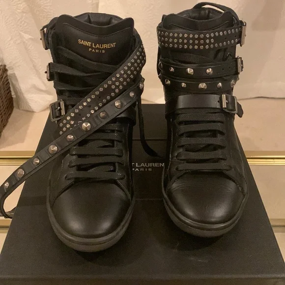 Yves Saint Laurent | Shoes | Ysl Black Leather Studded Mid Yves Saint Laurent | Shoes | Ysl Black Leather Studded Mid